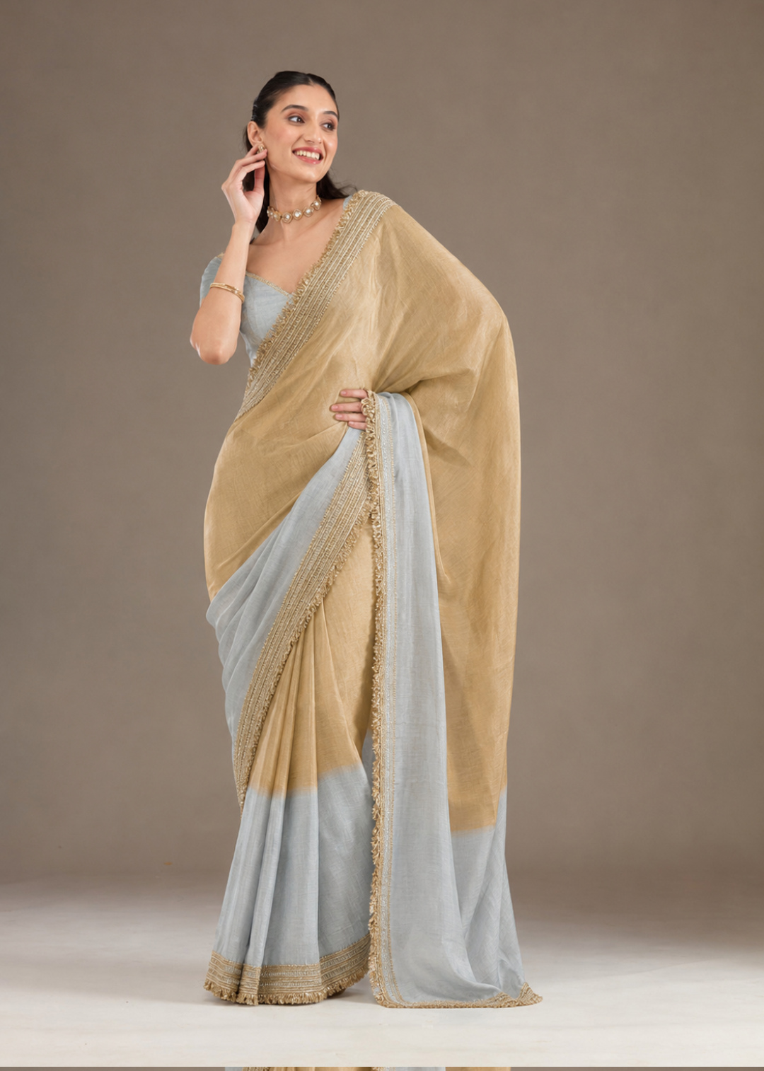 Moonlight Gold Tissue Saree