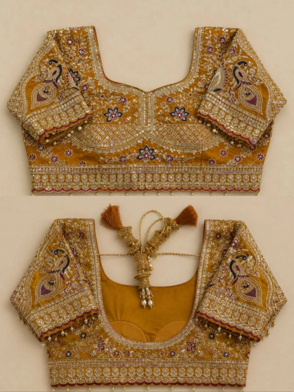 Wine Embroidered Saree With Readymade Blouse view 4